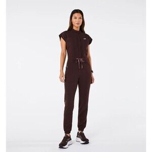 NWT FIGS Rafaela Cargo Jogger Scrub Jumpsuit Espresso Women's Small (PO: 5907)